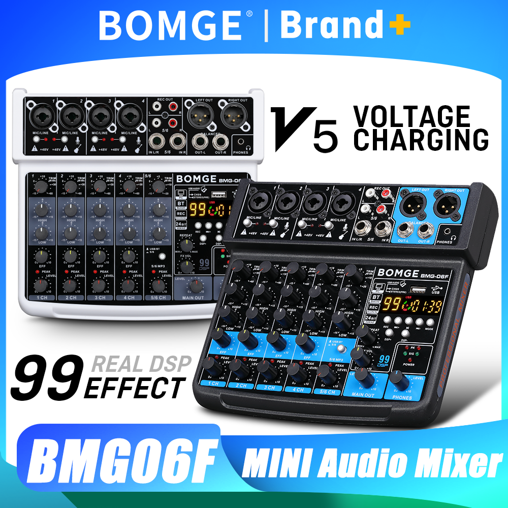 Audio Mixer 4 Channel - Profesjonalny 6-kanałowy mikser audio BOMGE 99DSP