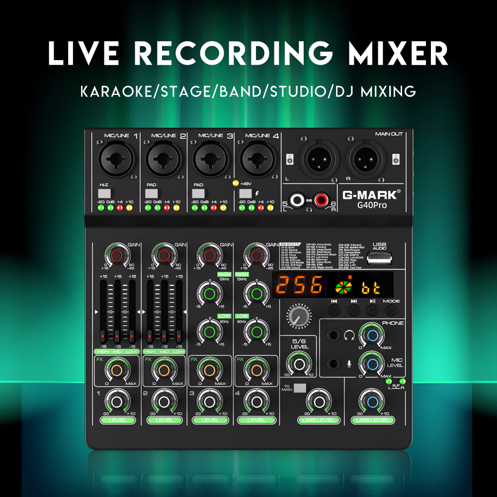 Audio Mixer 4 Channel - Konsola miksująca G-MARK G40PRO 4-kanałowy mikser