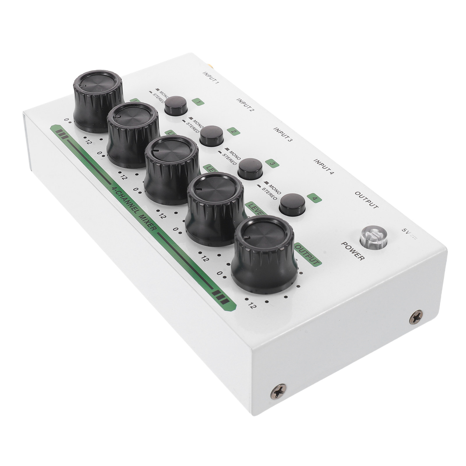 Audio Mixer 4 Channel - 4-kanałowy kompaktowy mikser audio, biały, profesjonalny