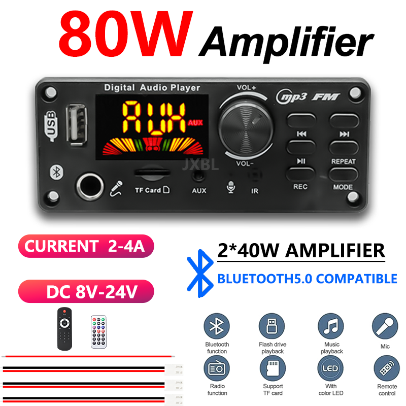 Audio Music Player - Płytka dekodera MP3 Bluetooth 5.0 80W,