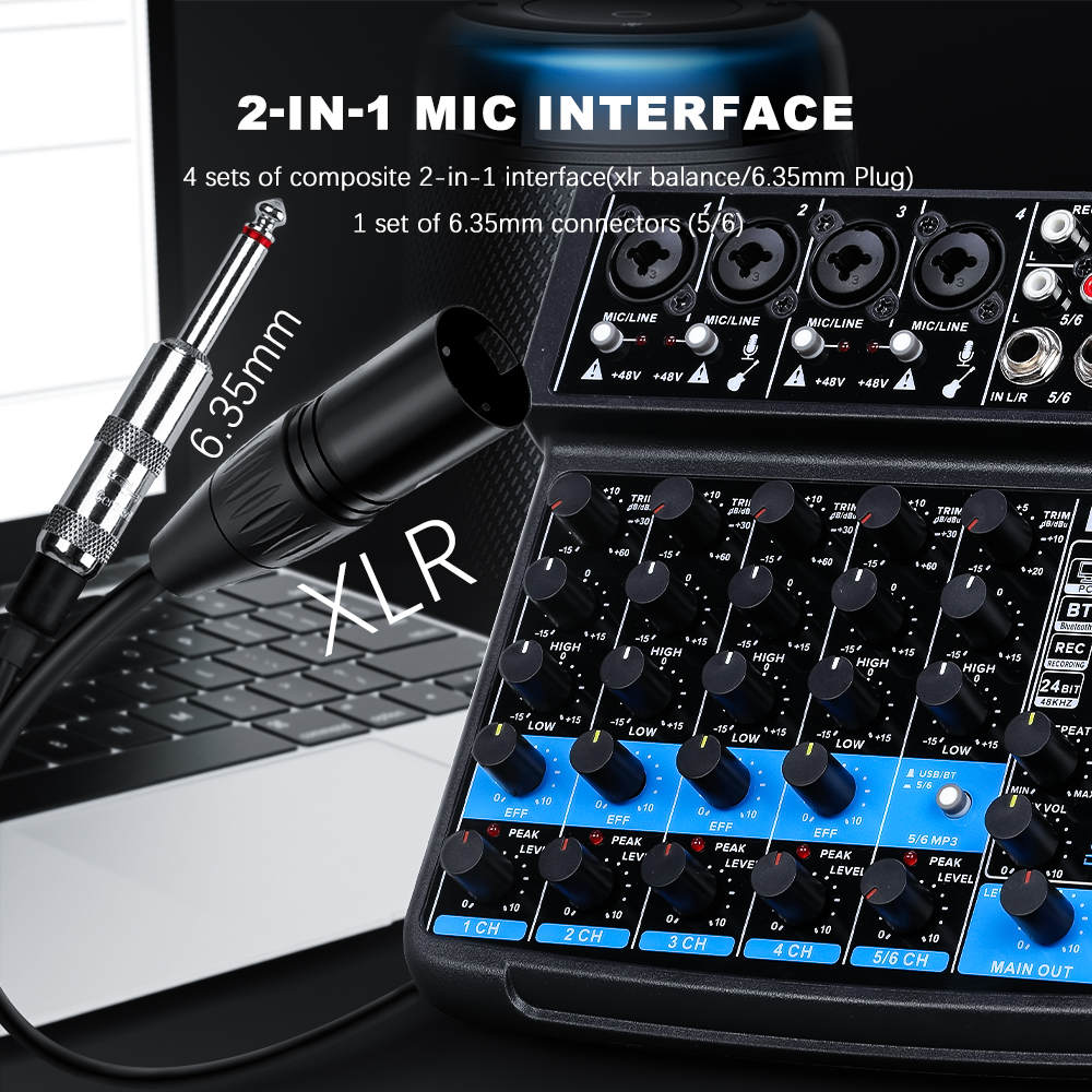 Profesjonalny 6-kanałowy mikse – Audio Mixer 4 Channel recenzja i cena