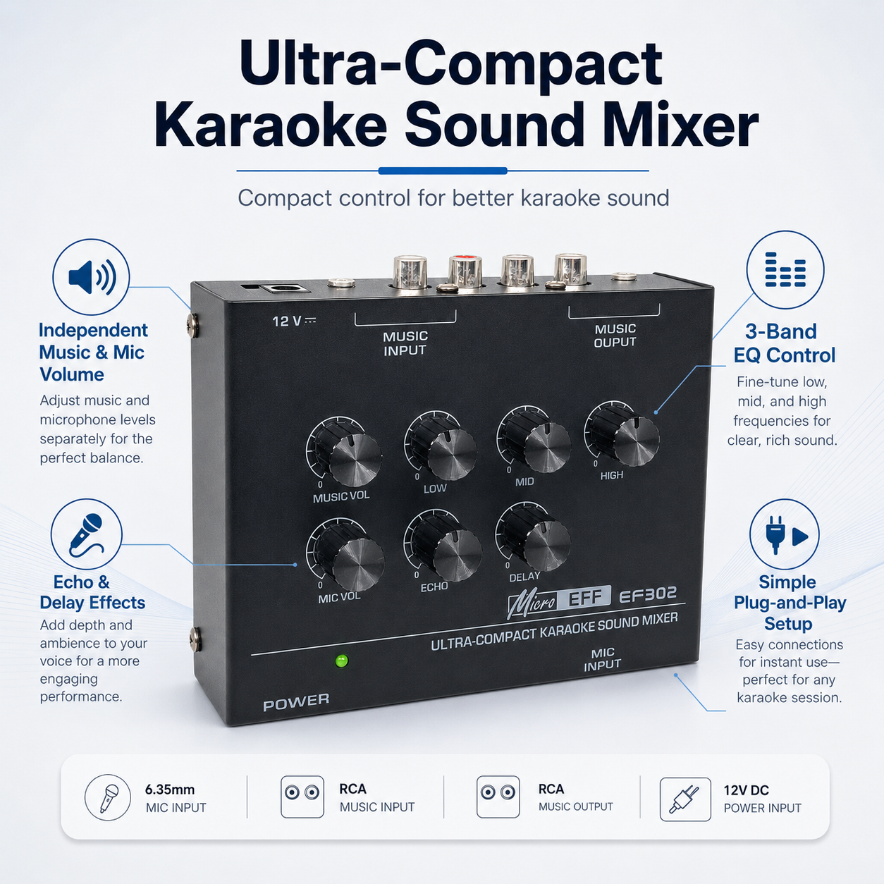 Mini Mikser Audio Karaoke EF30 – Audio And Music Mixer recenzja i cena