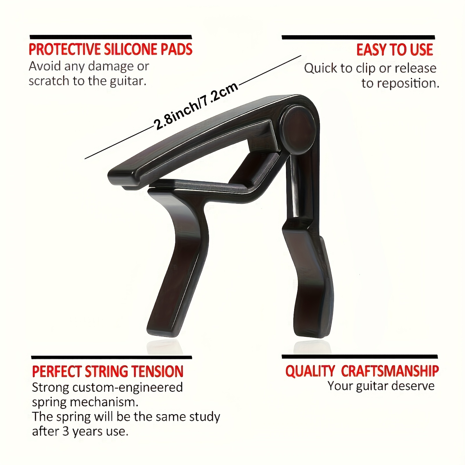 Czarny, metalowy kapodaster sz – Guitar Capo Clip recenzja i cena