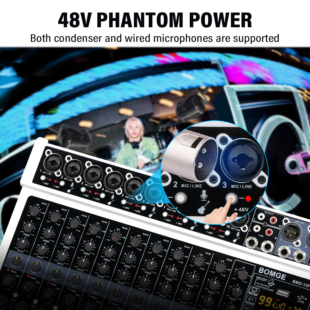 BOMGE 12-kanałowy profesjonaln – Audio Mixer 4 Channel recenzja i cena