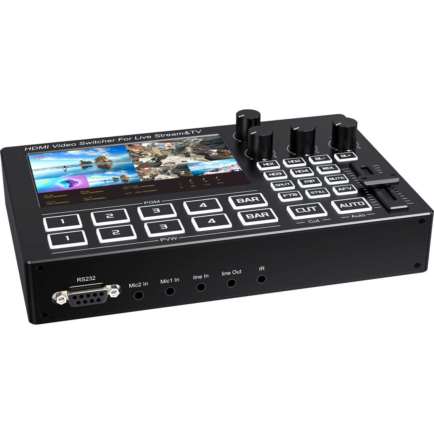 Mikser wideo 1080P z 4 kanałam – Audio Mixer 4 Channel recenzja i cena