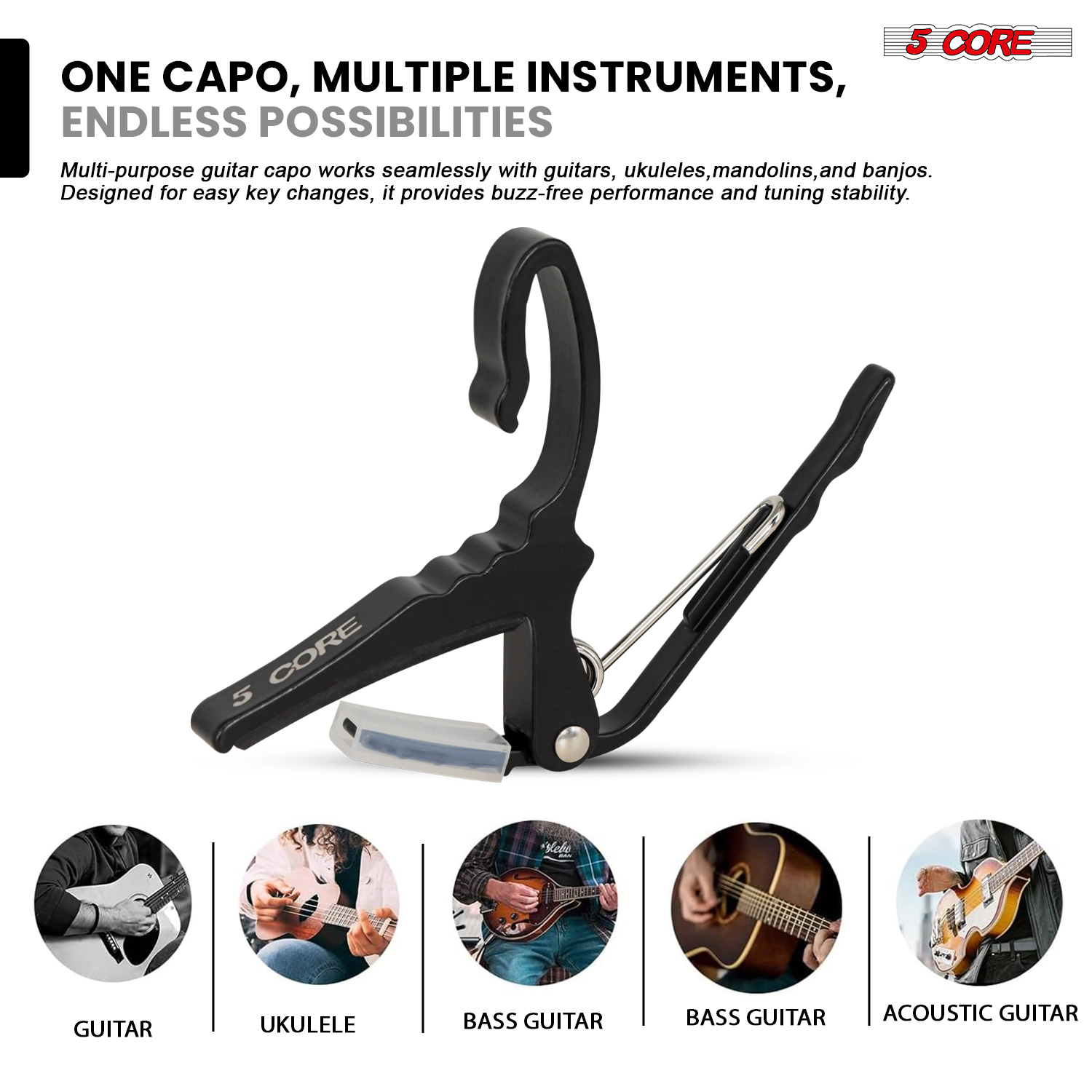 Kapodaster gitarowy 5-żyłowy d – Guitar Capo Clip recenzja i cena